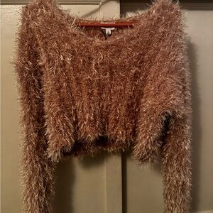 Fuzzy Brown Cropped Sweater